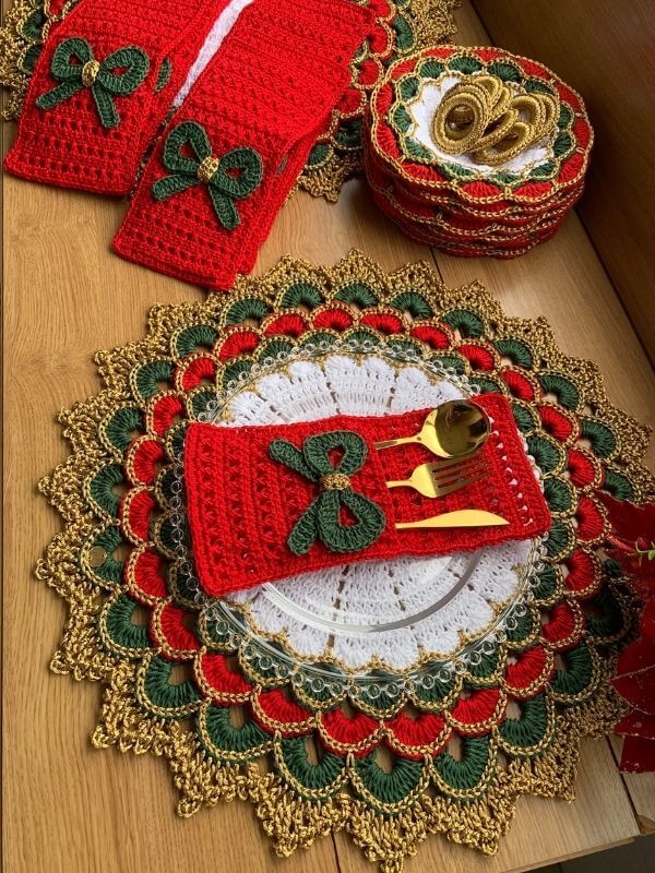 🎄 Lugar Americano Turco Natalino – Feito à Mão com Amor