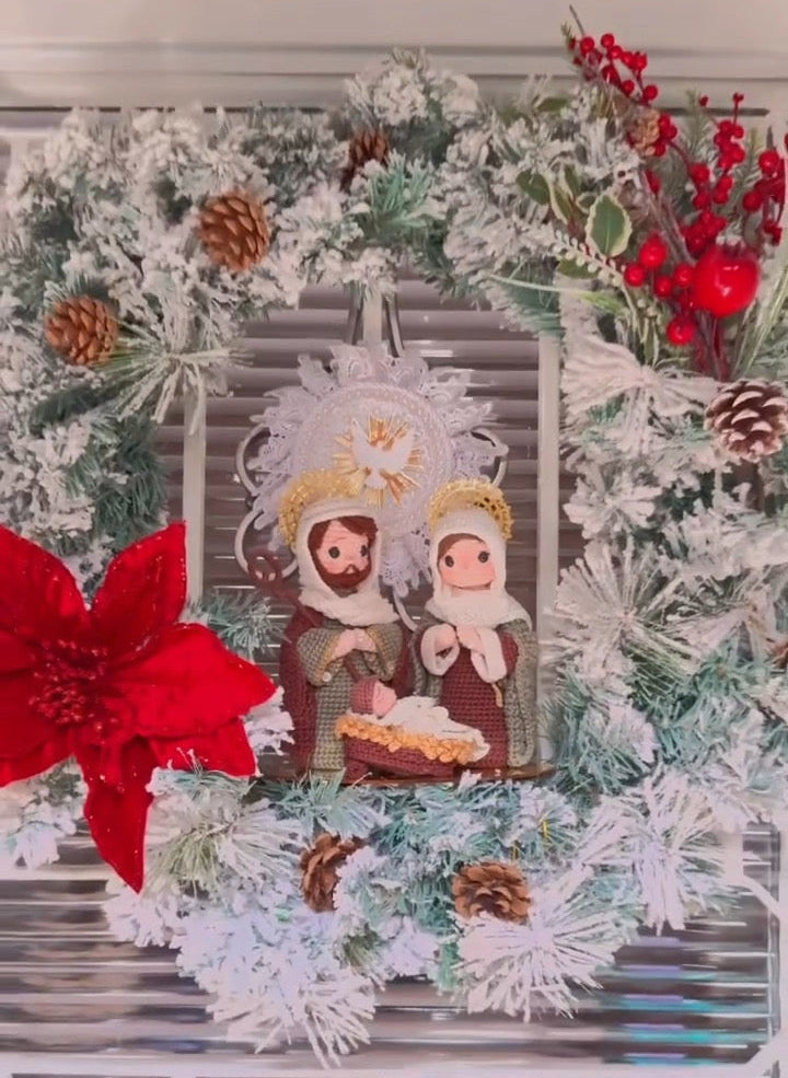 Guirlanda Sagrada Família Vermelha | Um Natal de Fé e Amor - 40cm