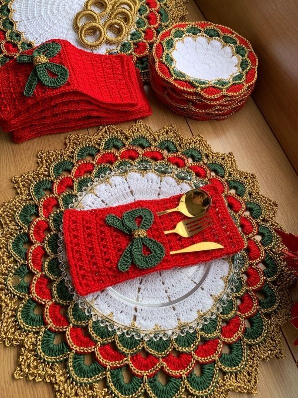 🎄 Lugar Americano Turco Natalino – Feito à Mão com Amor